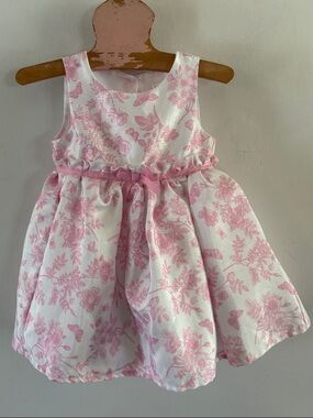Nanette Baby white dress pink floral print Size 12 months